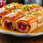 Pistachio Raspberry Baklava Rolls