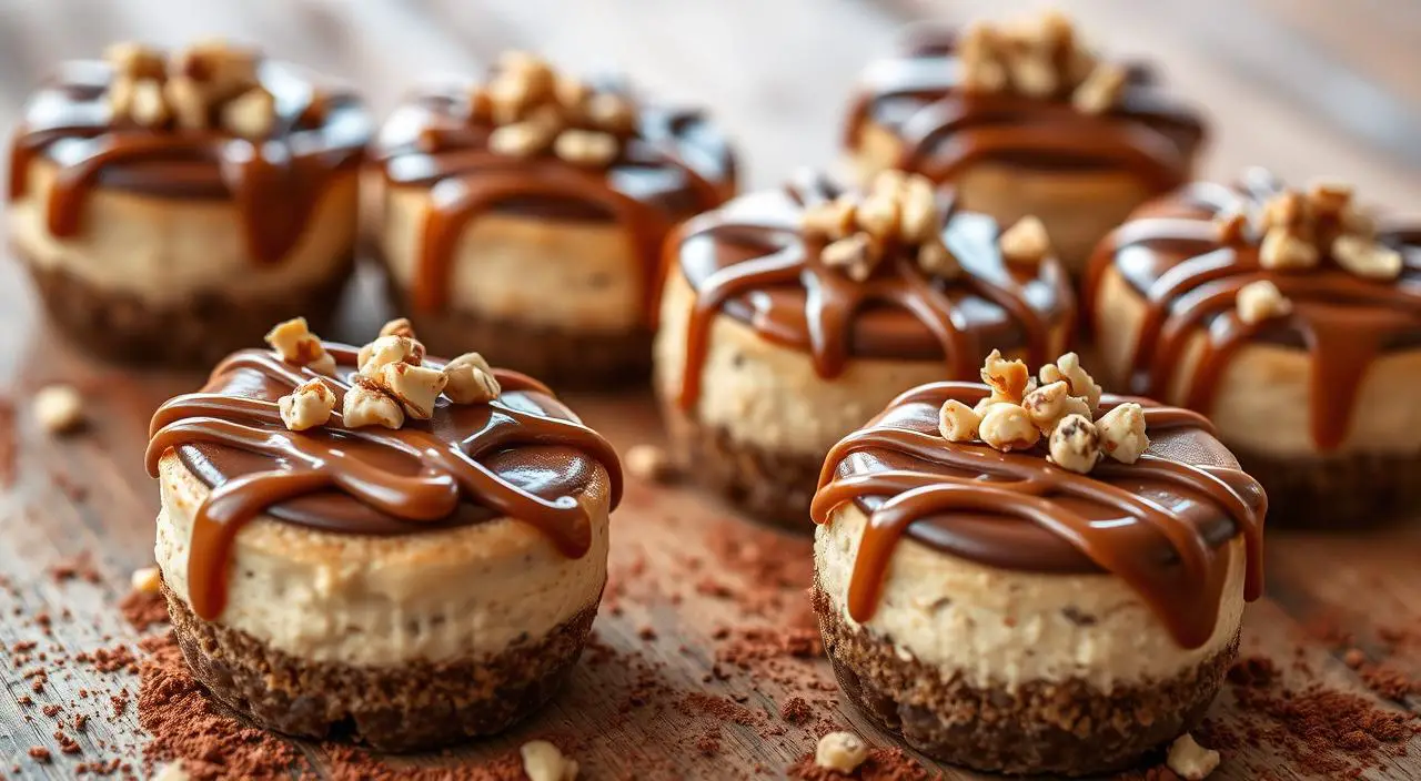 caramel chocolate mini cheesecakes