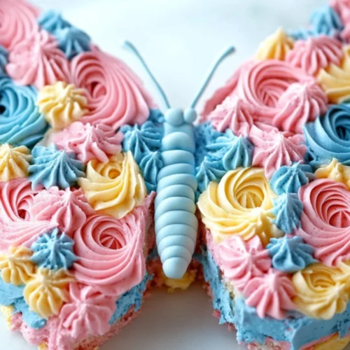 Close up of butterfly shaped cake