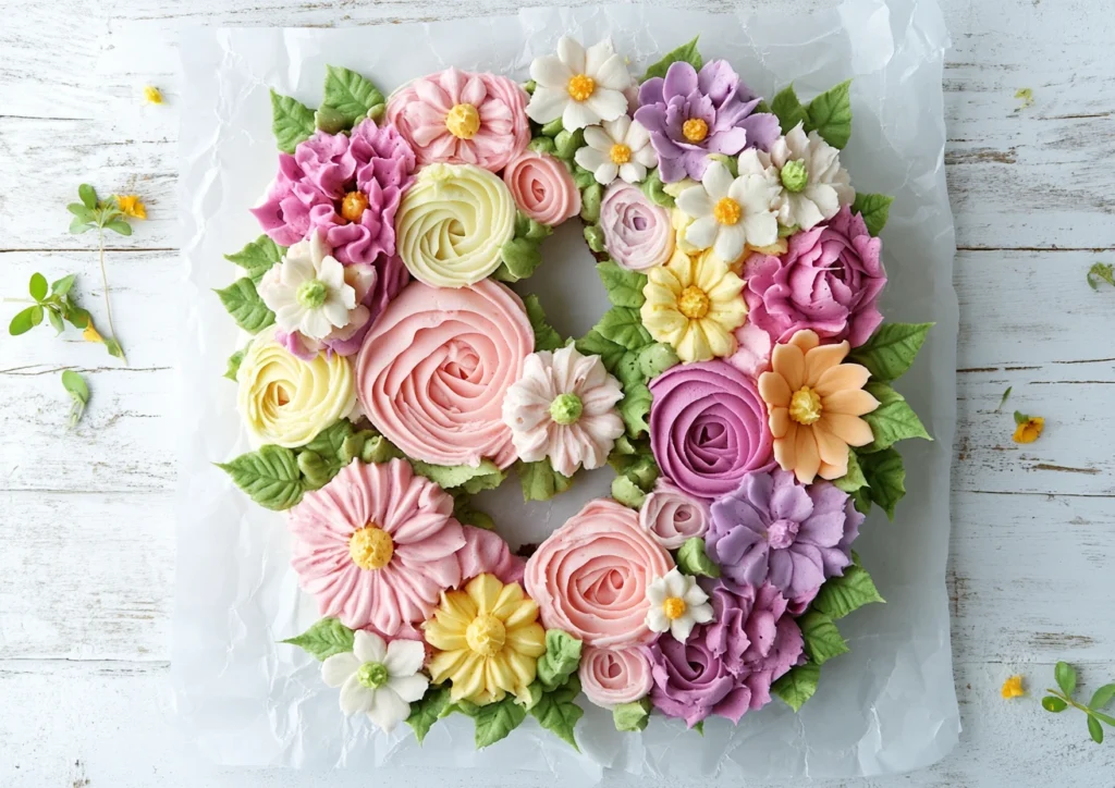 Floral buttercream number nine cupcake cake.