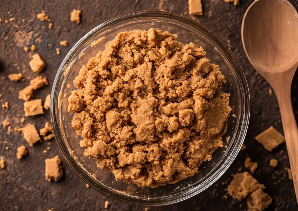 Raw peanut butter cookie dough in a bowl.