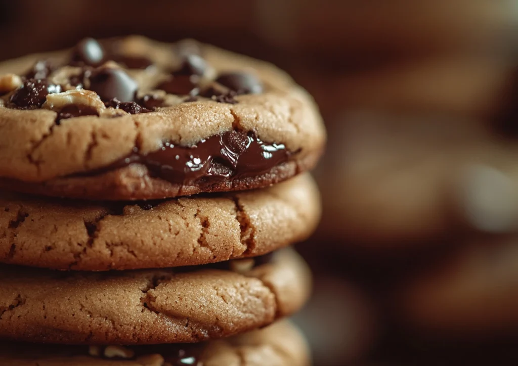 Stacked Double Chocolate Nutty Cookies .