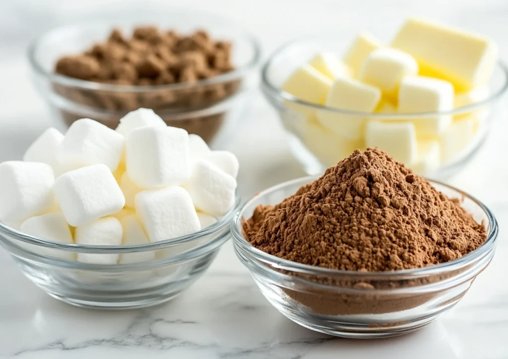 Key Ingredients for chocolate marshmallow cookies