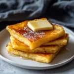 Overhead shot of baked German pancake in a sheet pan