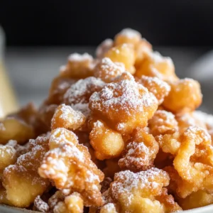 Funnel Cake Bites dusted with powdered sugar