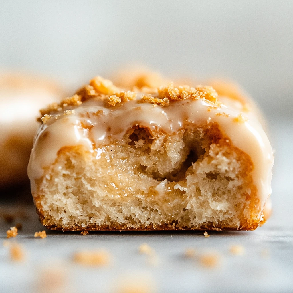 Close-up of a Maple Donut Bar with a bite taken out
