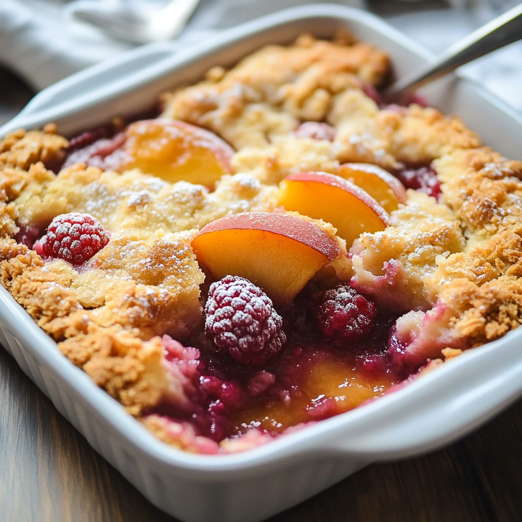 Peach and Raspberry Cobbler