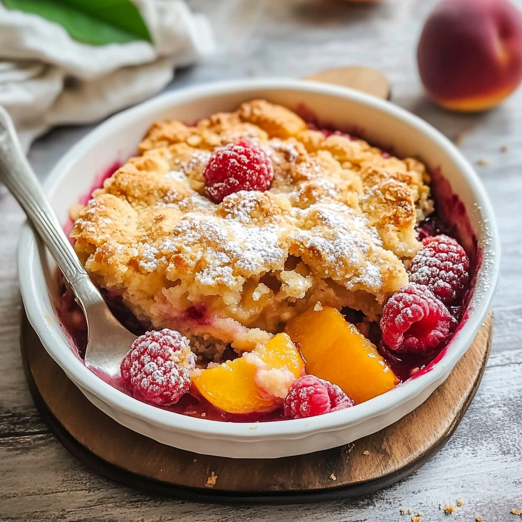 Peach and Raspberry Cobbler