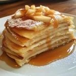 Apple Crepe Cake With Caramel Sauce