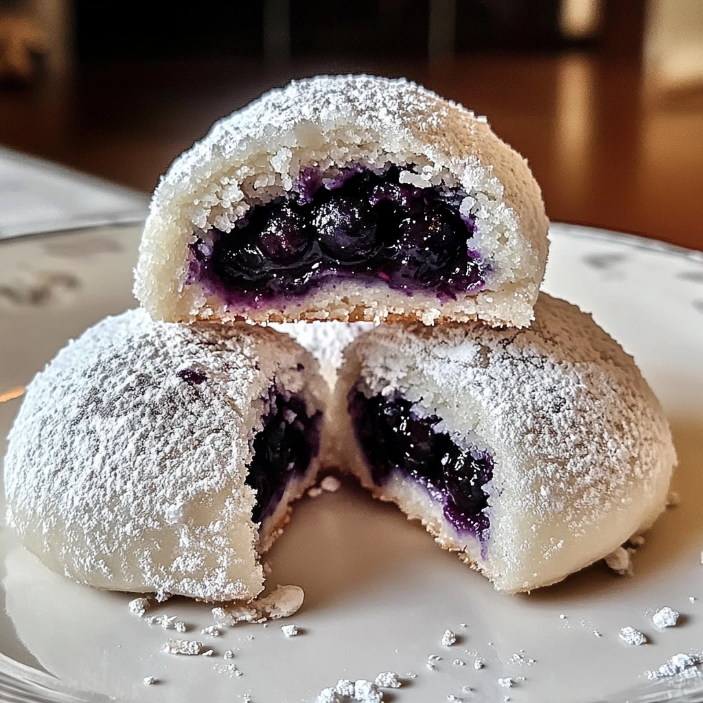Blueberry-Filled Almond Snowball Cookies