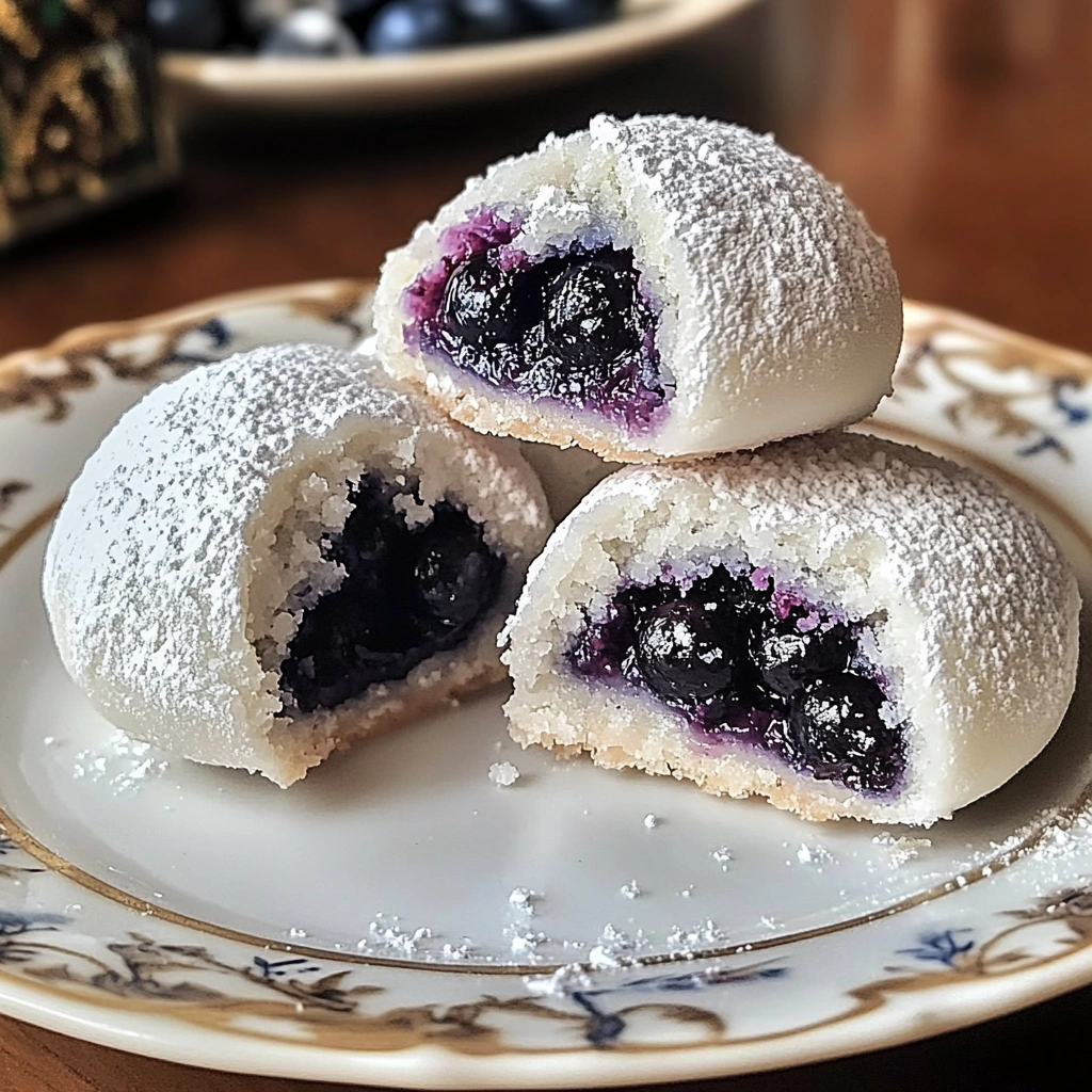 Blueberry-Filled Almond Snowball Cookies