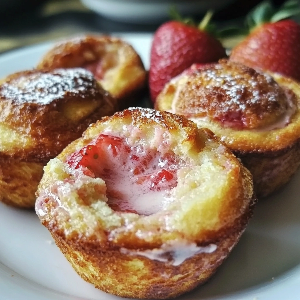 Cream Cheese Strawberry French Toast Muffins