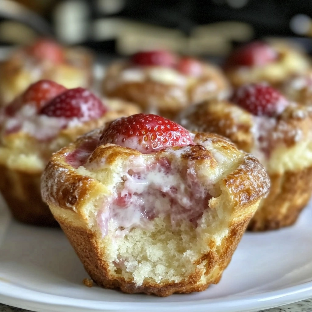 Cream Cheese Strawberry French Toast Muffins