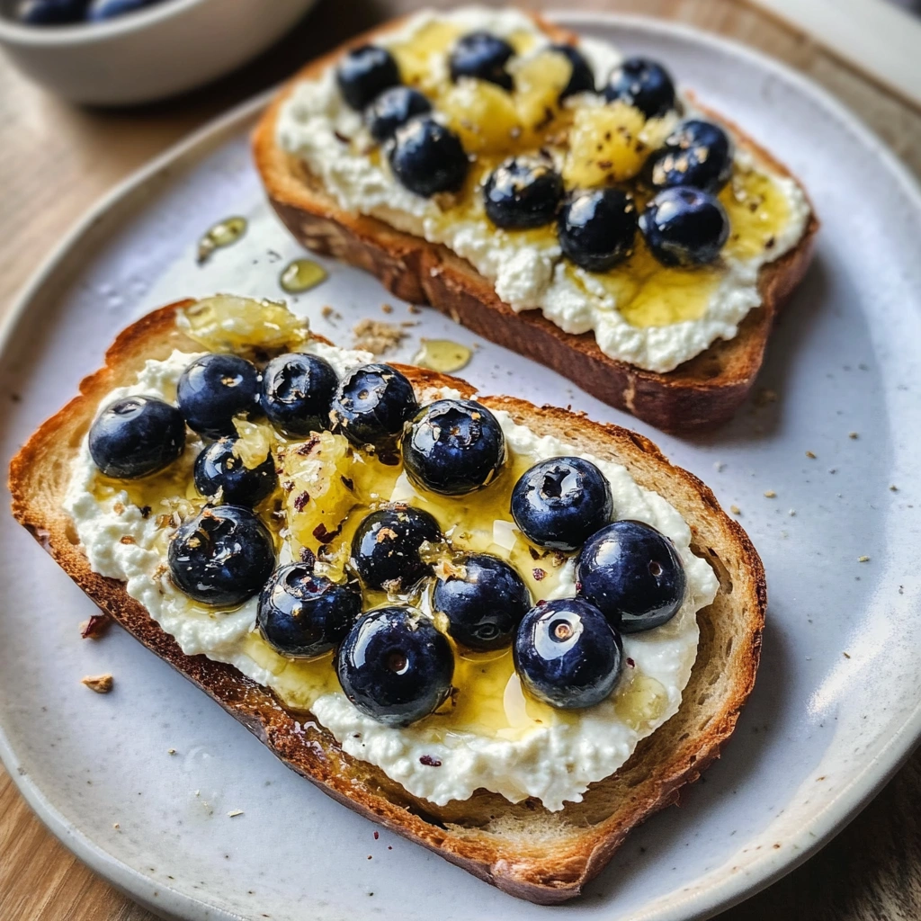 Lemon Blueberry Ricotta Toast With Honey