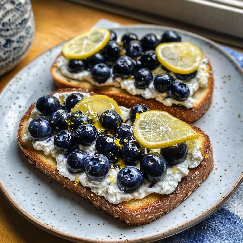 Lemon Blueberry Ricotta Toast With Honey