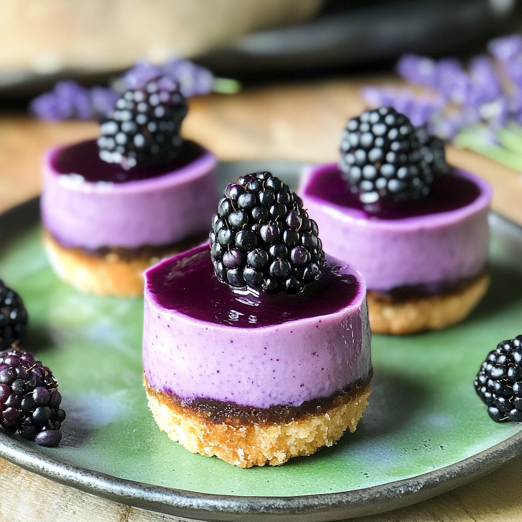 Mini Blackberry Lavender Cheesecakes