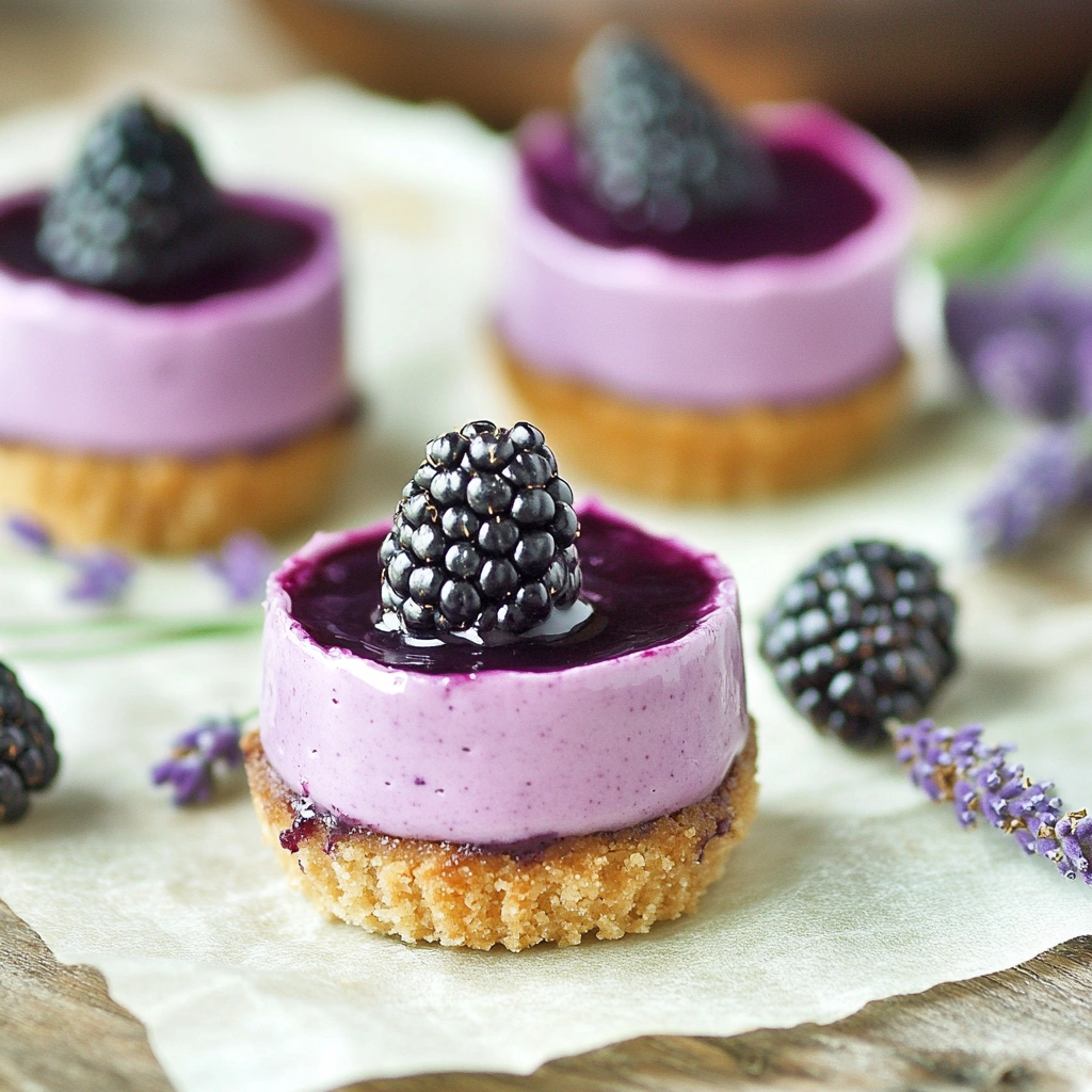 Mini Blackberry Lavender Cheesecakes