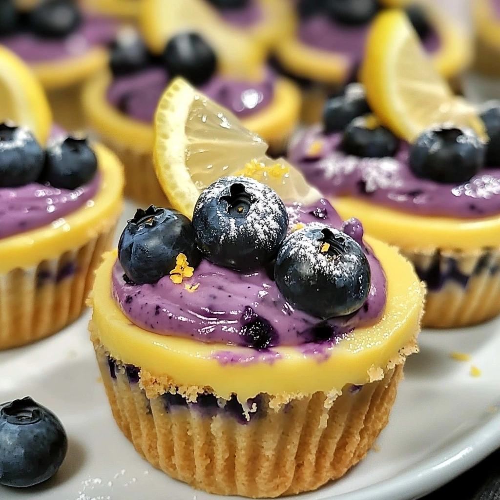 Mini Lemon Blueberry Cheesecakes