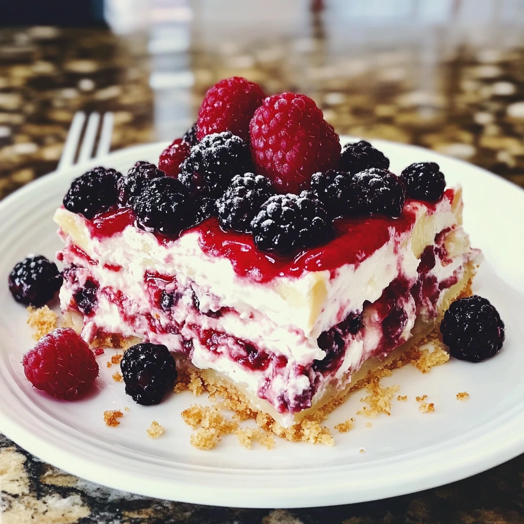 No Bake Berry Cheesecake Lasagna