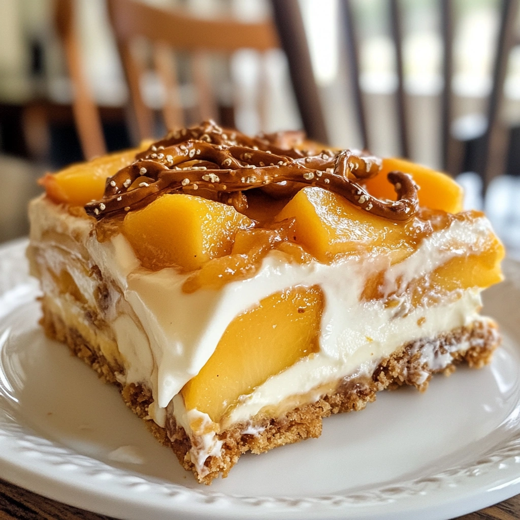 Peach Pretzel Salad Dessert