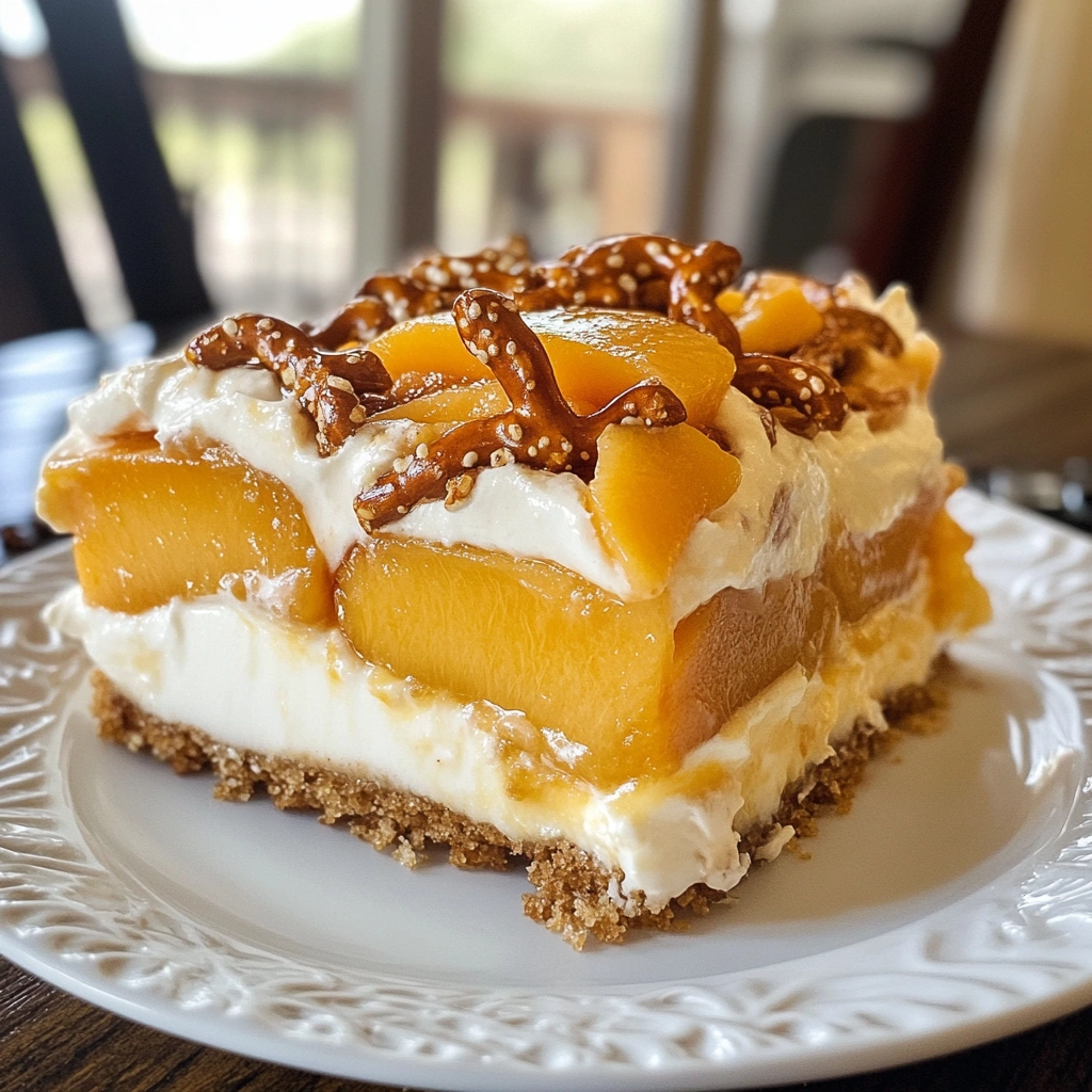 Peach Pretzel Salad Dessert