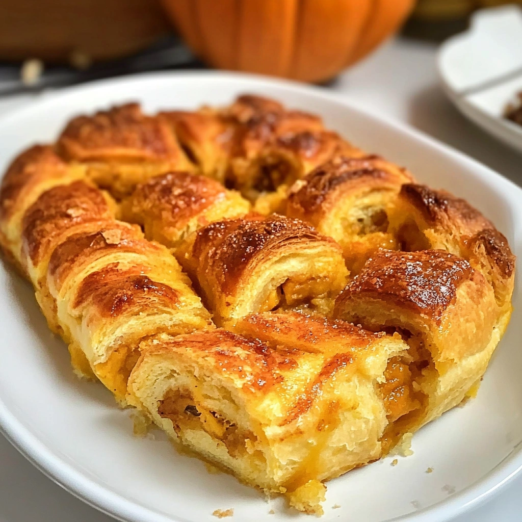 Pumpkin Crescent Roll-Up Bake