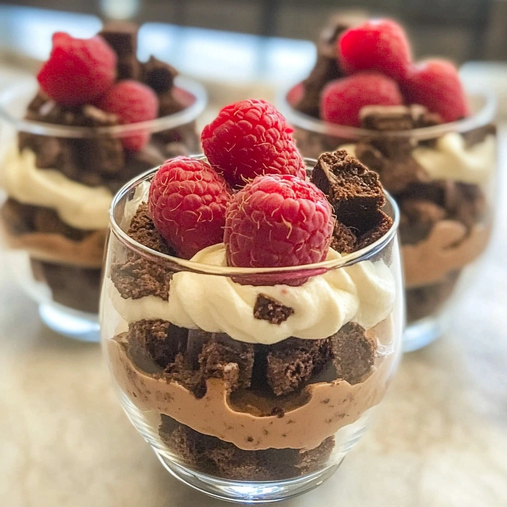 Raspberry Brownie Parfaits