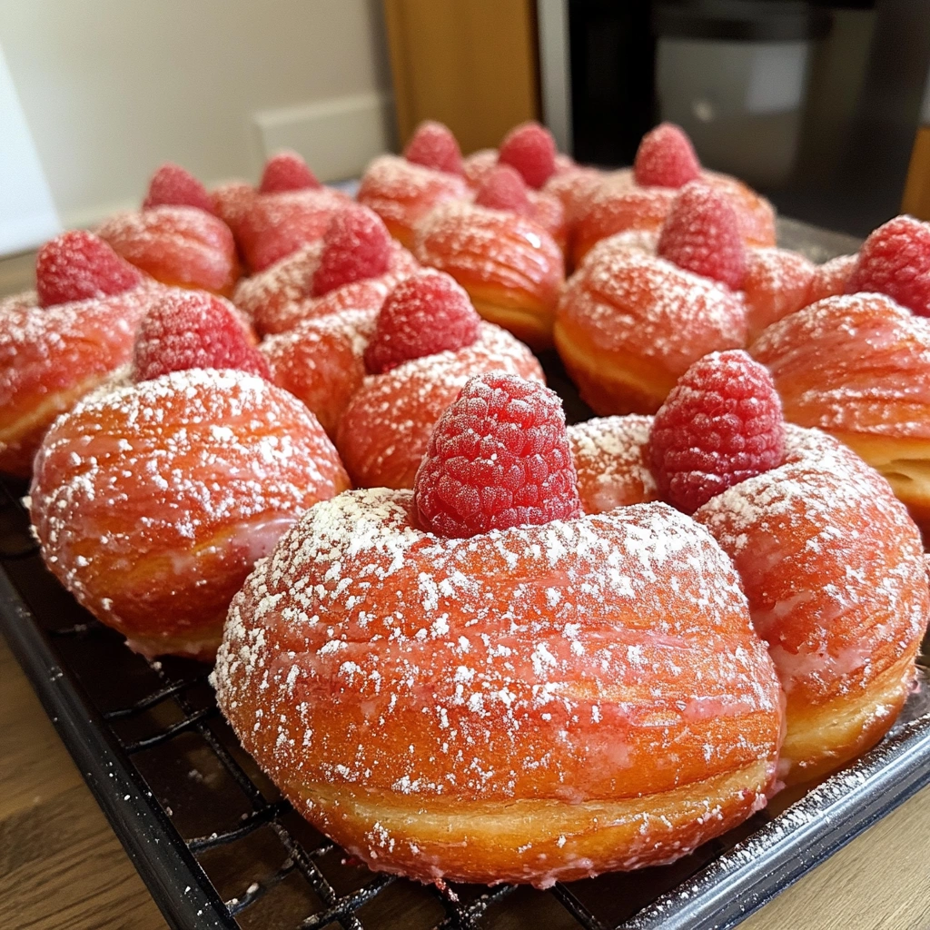 Raspberry Croissant Sourdough Donuts