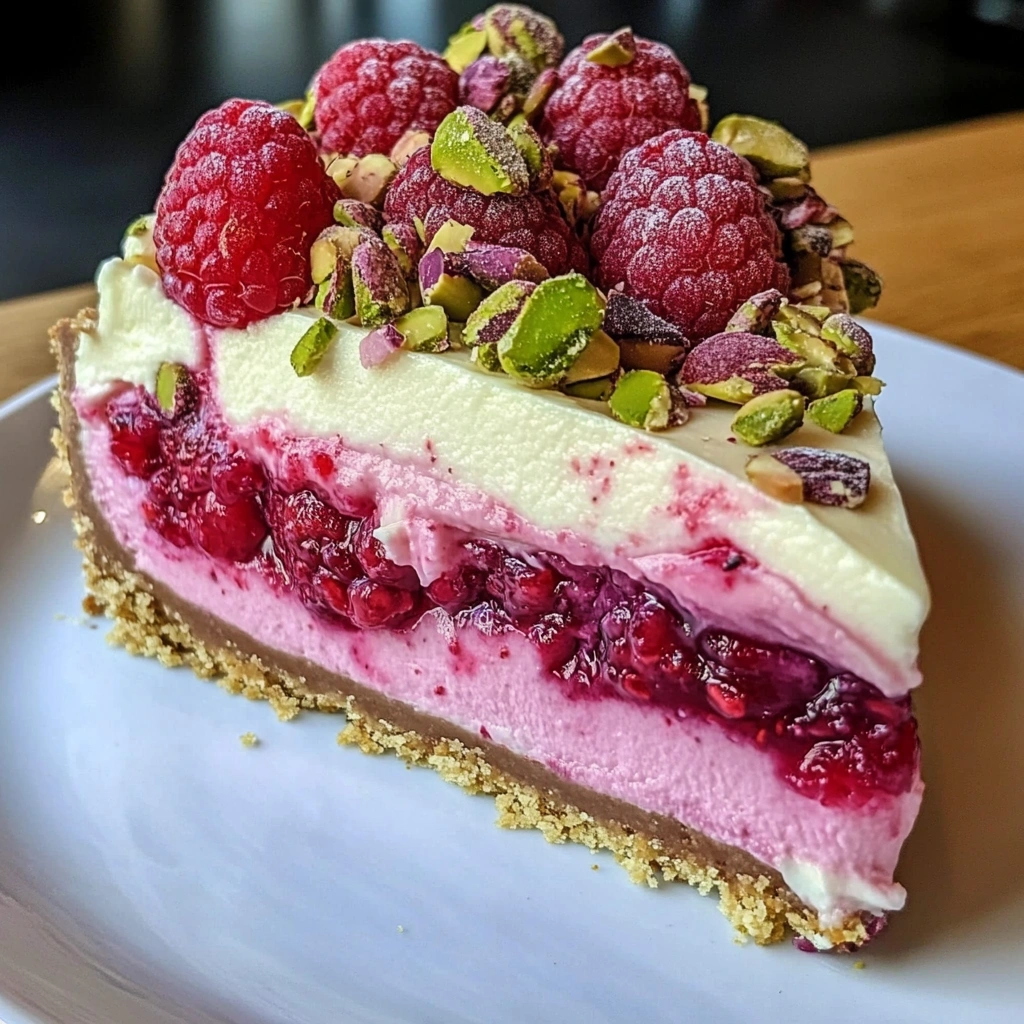 Raspberry Pistachio Cheesecake