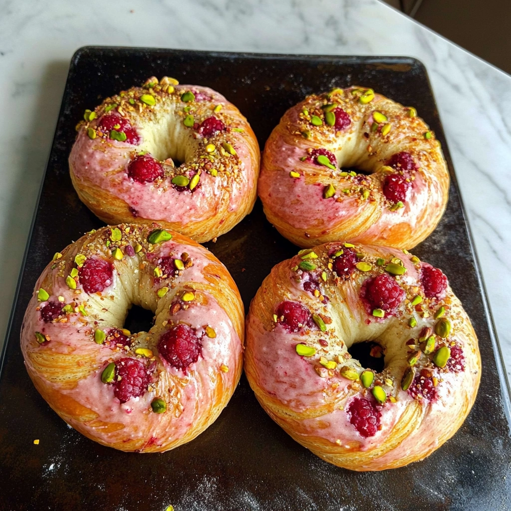 Raspberry Pistachio Sourdough Bagels