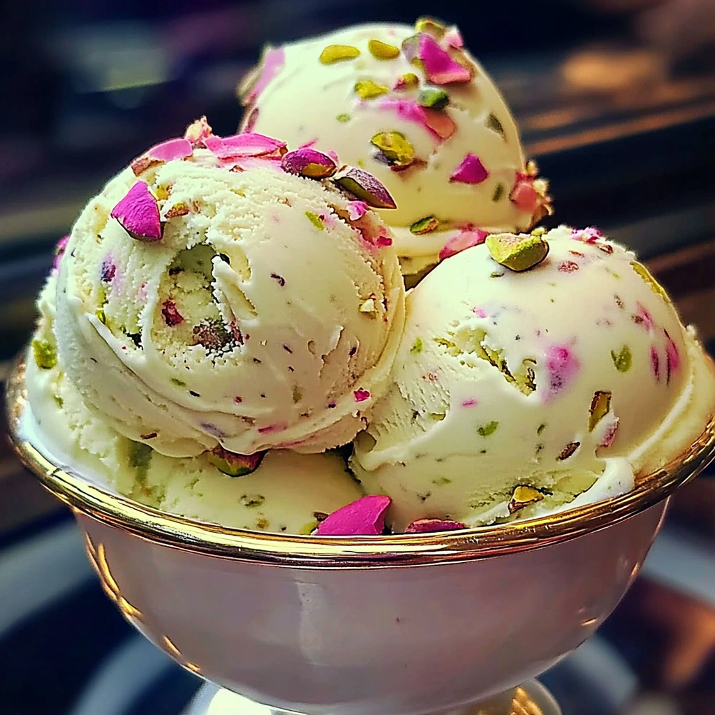 Rose Pistachio Cheesecake Ice Cream