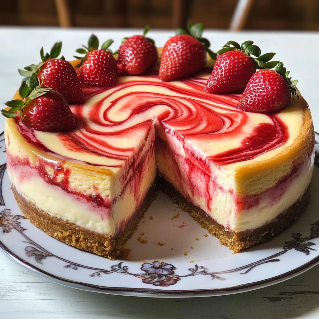 Strawberry Swirl Cheesecake