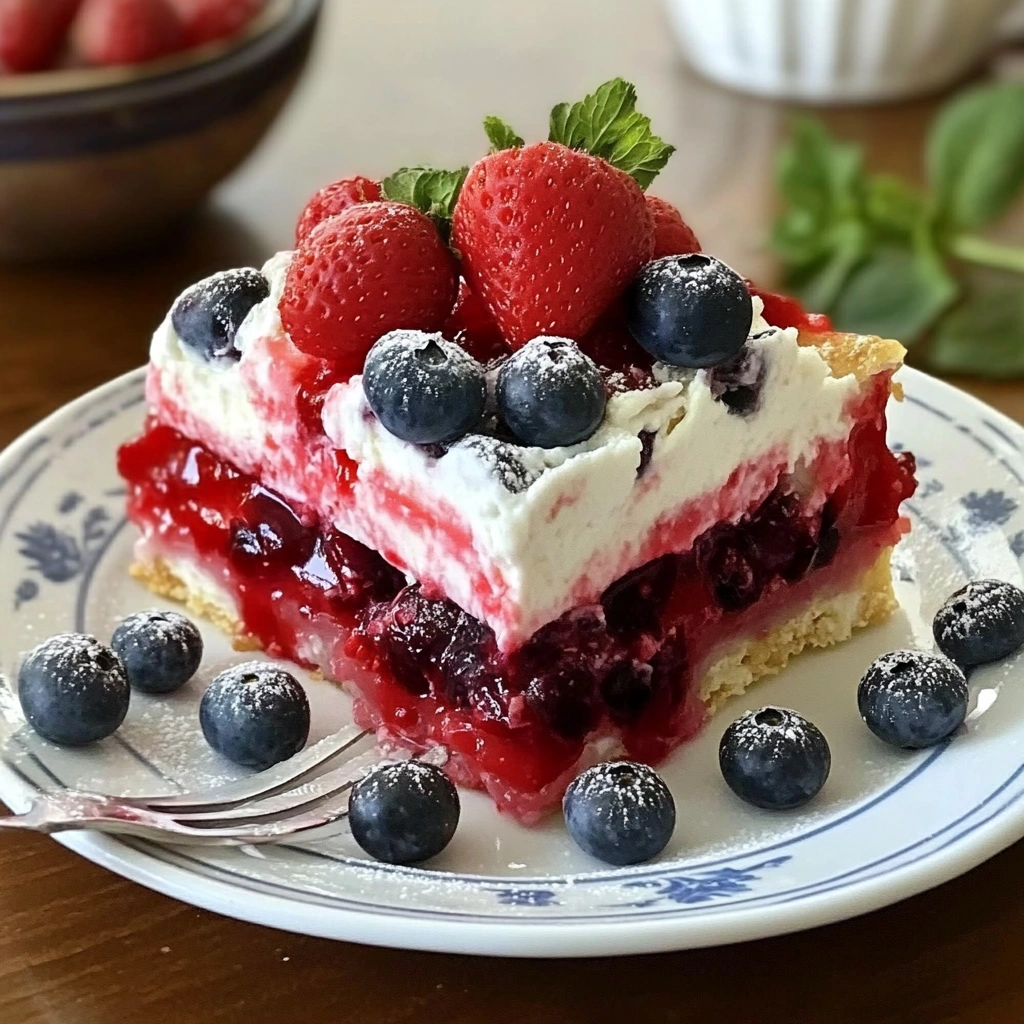 Summer Berry Jello Lasagna