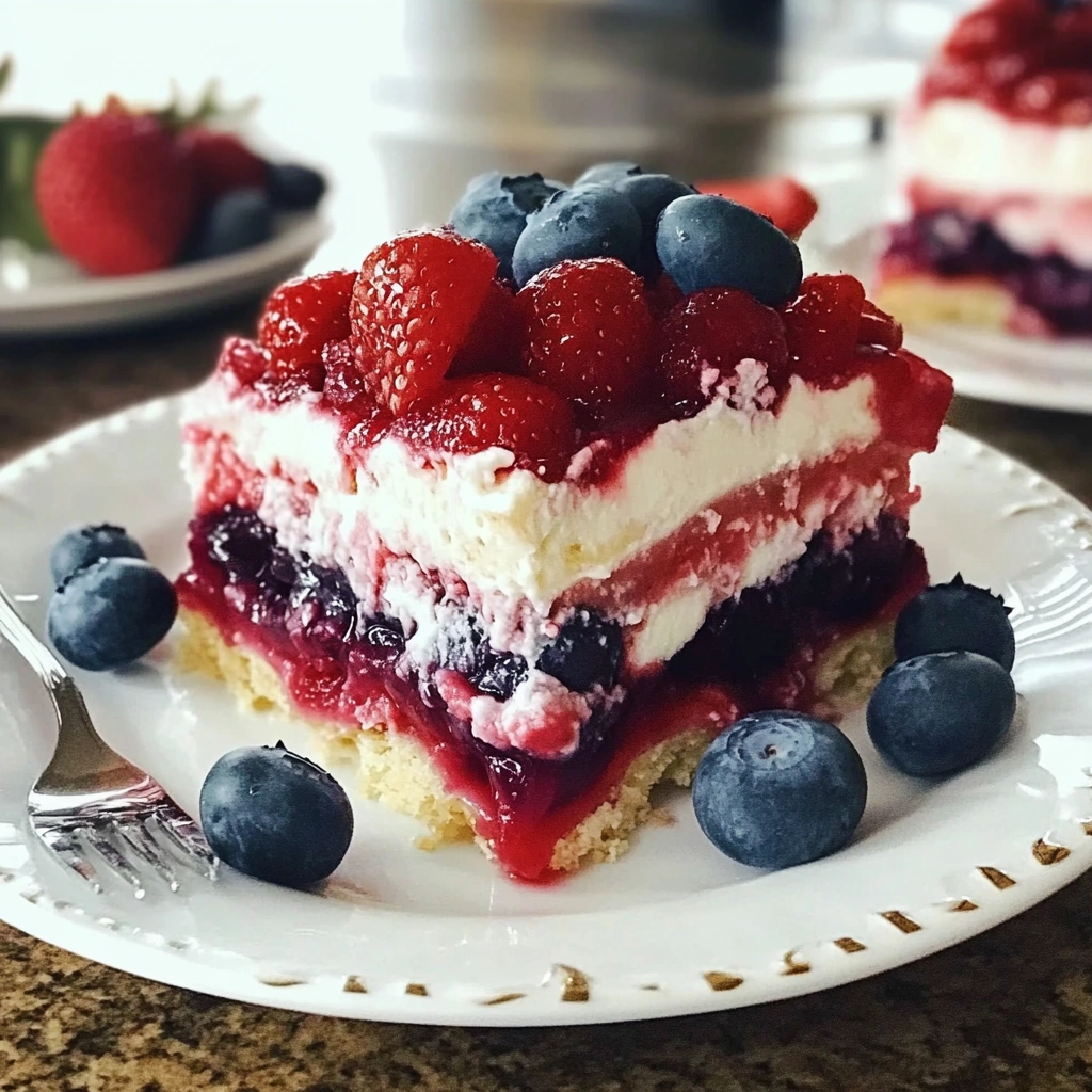 Summer Berry Jello Lasagna