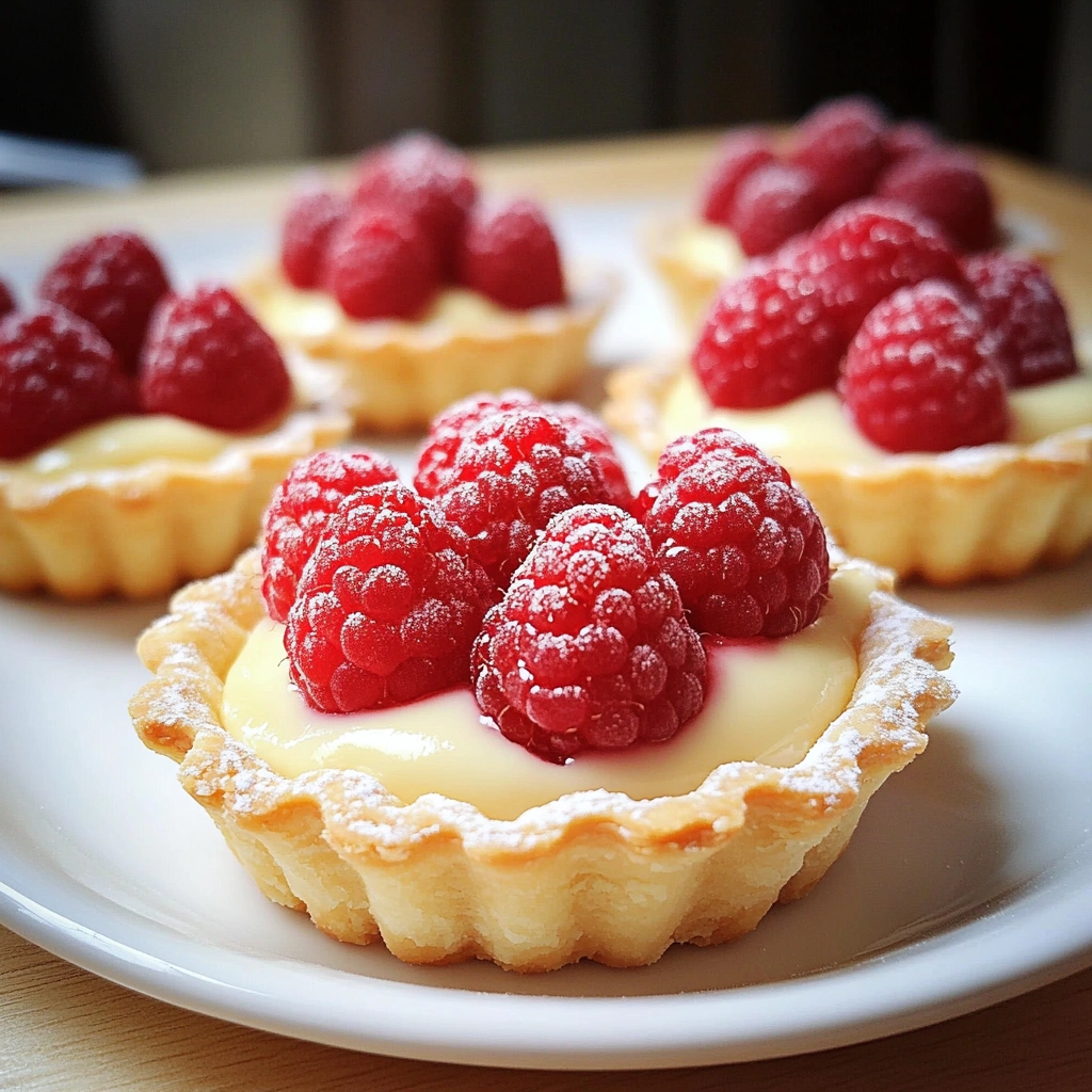 Vanilla Cream Tarts with Fresh Raspberries
