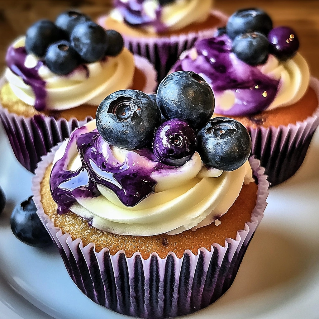 White Chocolate Blueberry Cheesecake Cupcakes