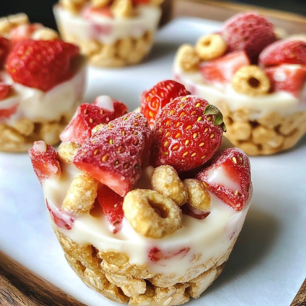 White Chocolate Strawberry Cheerios Cups