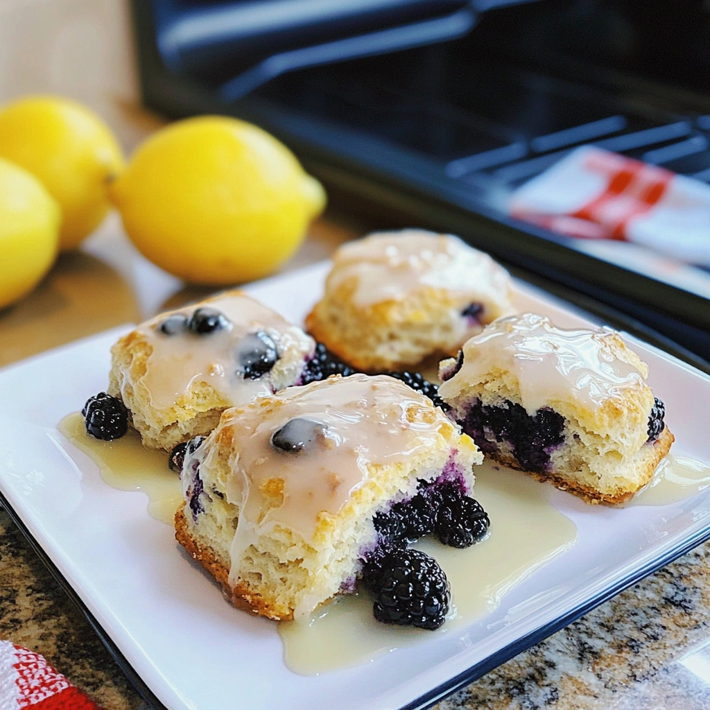 Blackberry Buttermilk Biscuits with Lemon Glaze