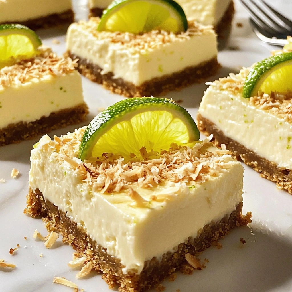 Coconut Key Lime Cheesecake Bars