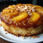 Coconut Peach Upside-Down Cake