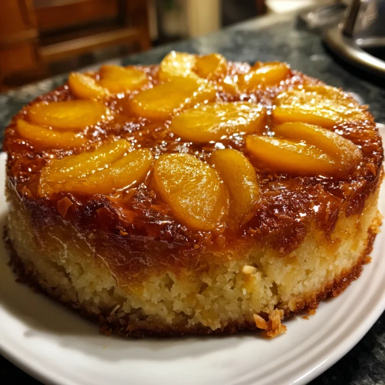 Coconut Peach Upside-Down Cake