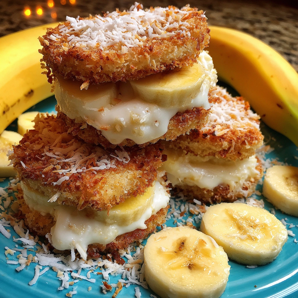 Frozen Coconut Banana Cream Sandwiches