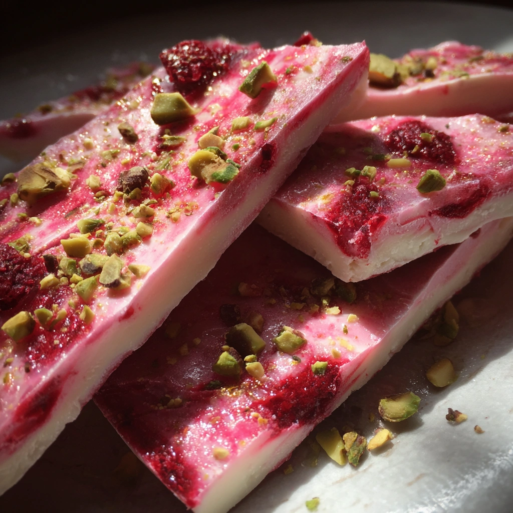 Frozen Hibiscus Raspberry Yogurt Bark