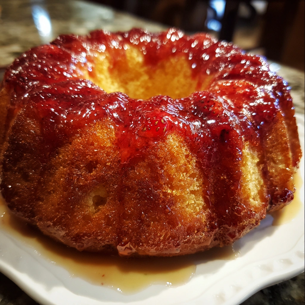 Glazed Strawberry Cornbread Cake with Honey Butter