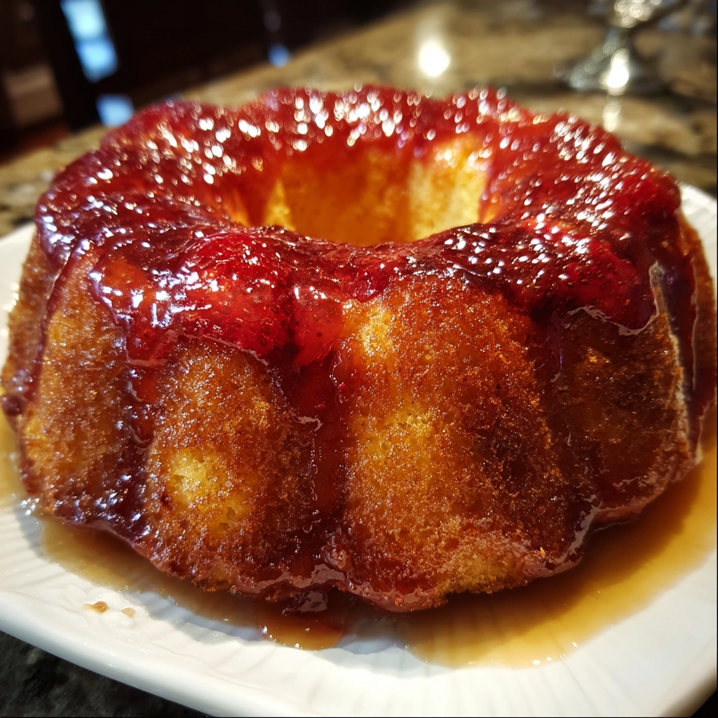 Glazed Strawberry Cornbread Cake with Honey Butter