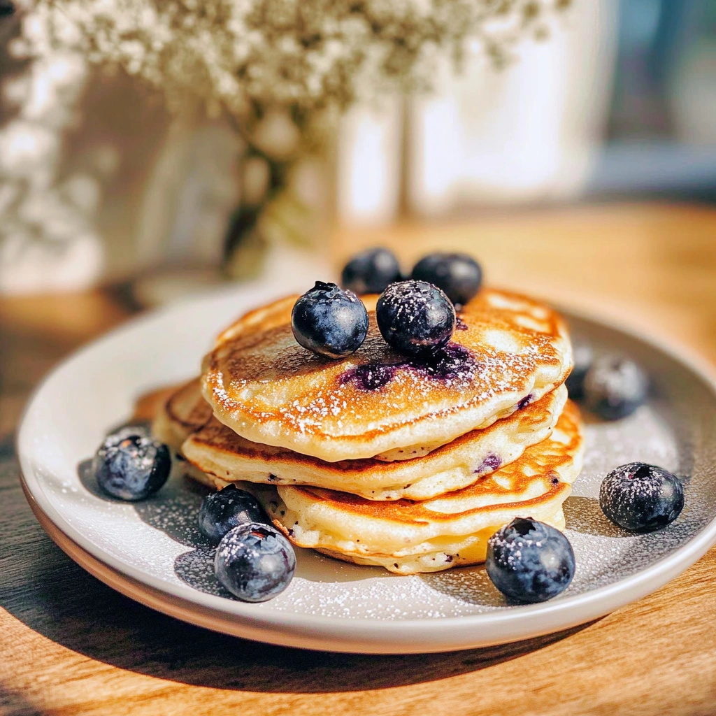Greek Yogurt Blueberry Pancakes