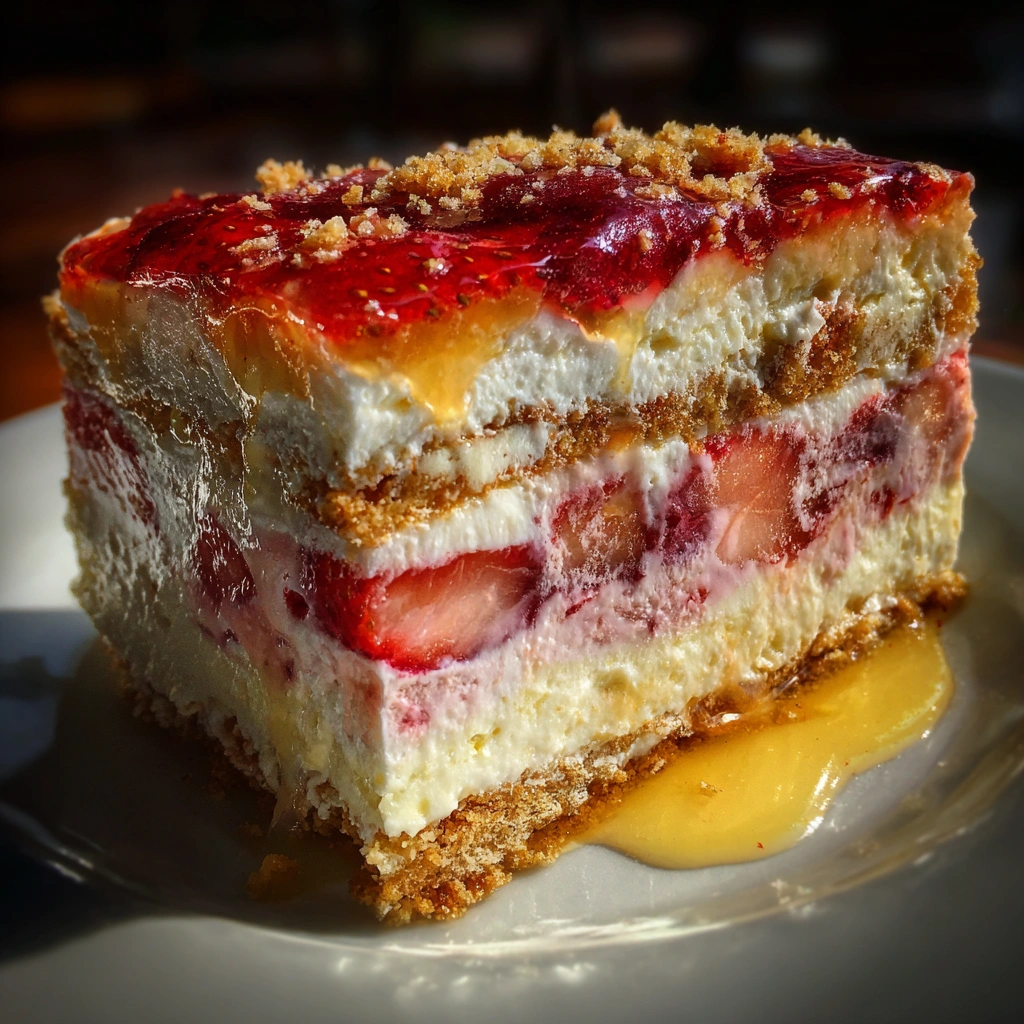 Layered Strawberry Rhubarb Icebox Cake