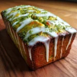Matcha Almond Loaf Cake with White Chocolate Glaze