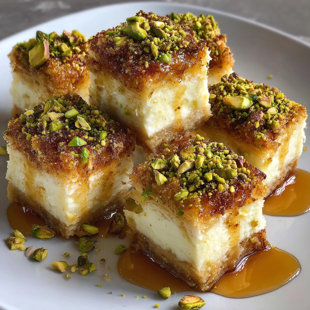 Mini Pistachio Baklava Cheesecake Squares
