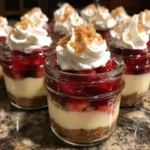 Mini Strawberry Rhubarb Cheesecake Jars